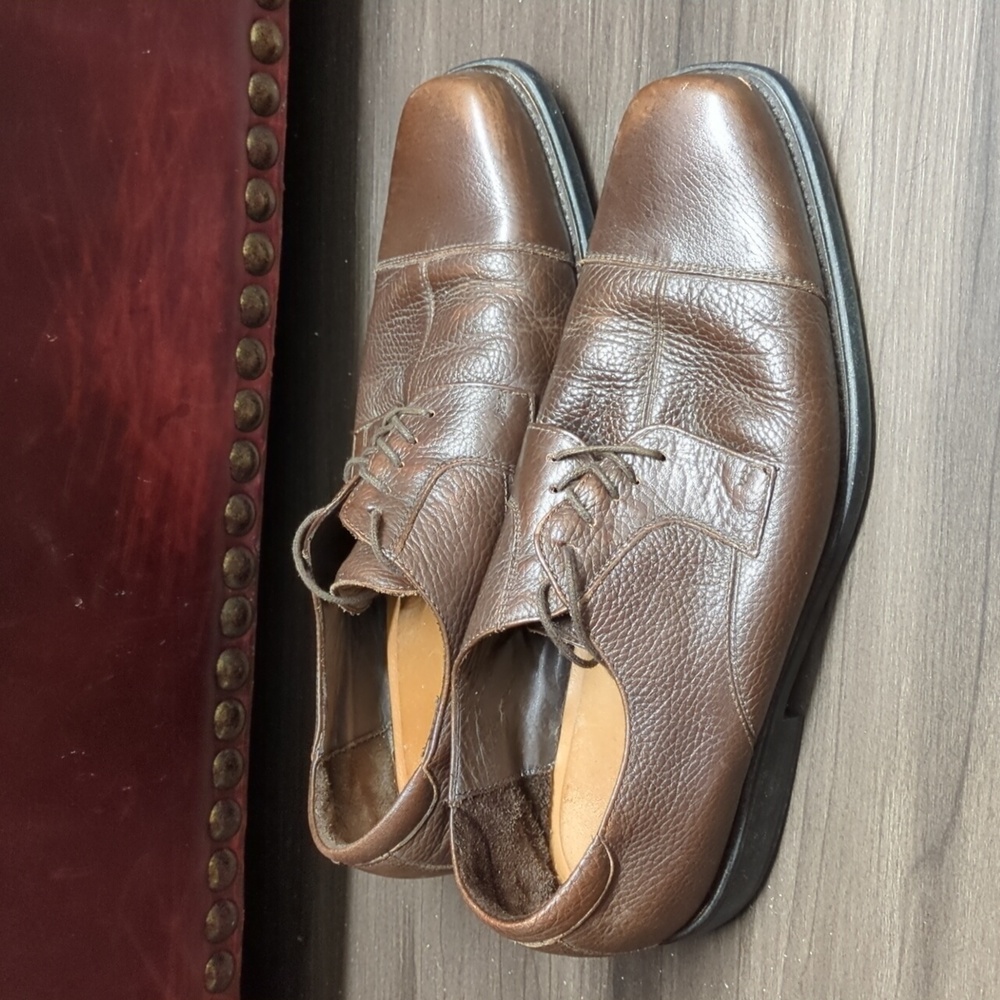 Johnston & Murphy Sheepskin J&M Flex Brown Cap Toe Lace Up Shoes Mens 11M